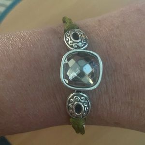 Brighton leather, sterling silver, gemstone bracelet.